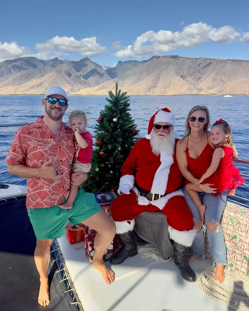Special events on Ali'i Nui Maui luxury catamaran charter with Santa Claus