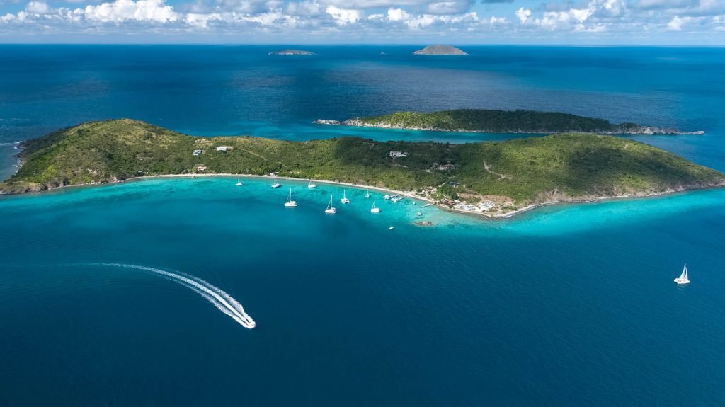 Aerial View Of Lovango Cay Private Island And Lovango Resort &Amp; Beach Club, Us Virgin Islands.
