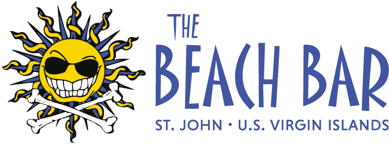 Logo Of &Quot;The Beach Bar&Quot; Featuring A Stylized Sun Wearing Sunglasses With Text &Quot;St. John - U.s. Virgin Islands&Quot;.